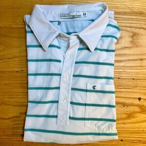 Criquet - Players Shirt - White/Green Stripes - Large